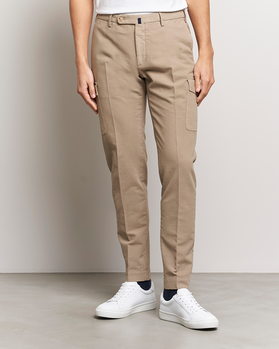 Homme | Pantalons | Incotex | Slim Fit Cotton Cargo Pocket Trousers Beige