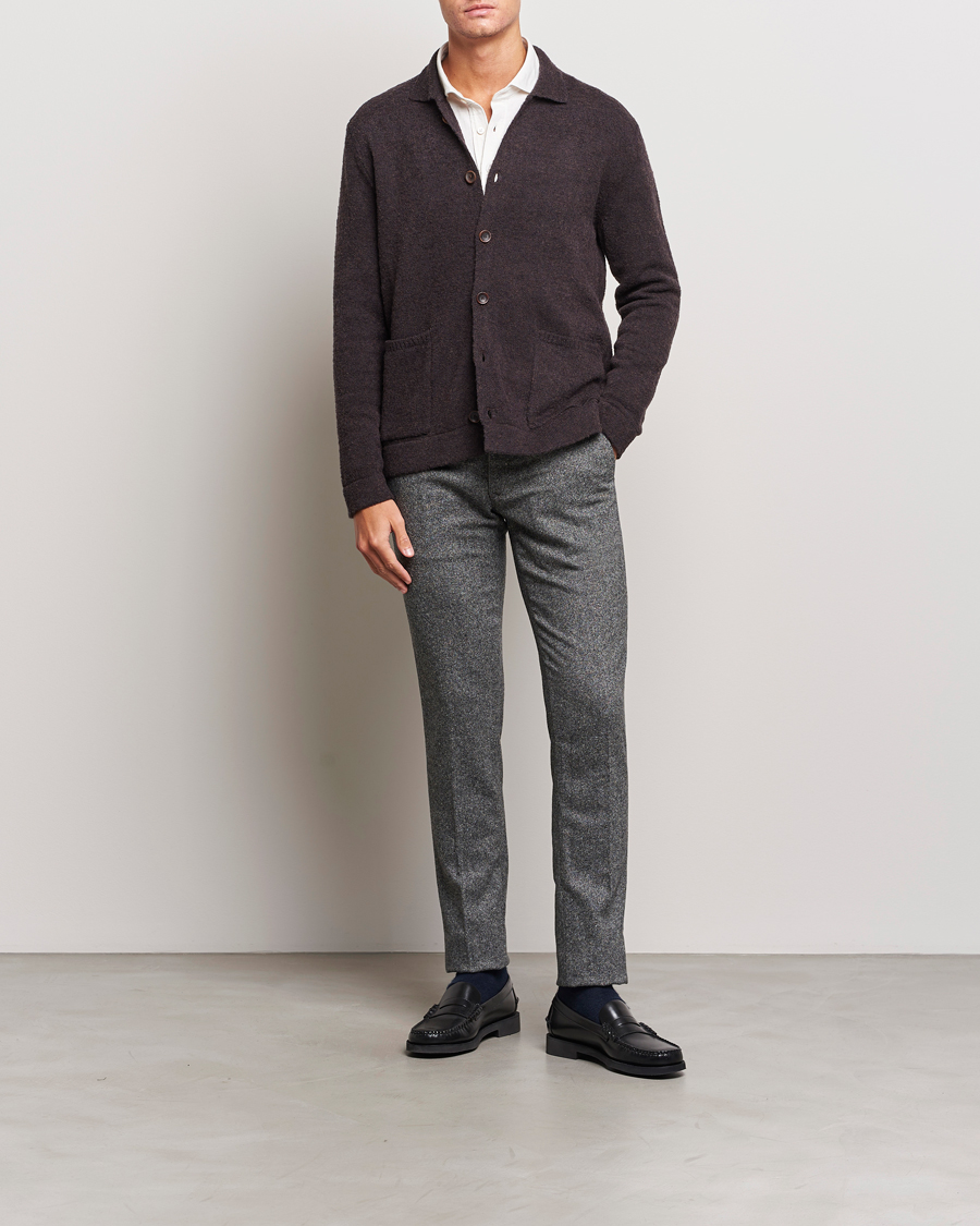 Heren | Broeken | Incotex | Slim Fit Washed Wool/Silk Slacks Grey Melange