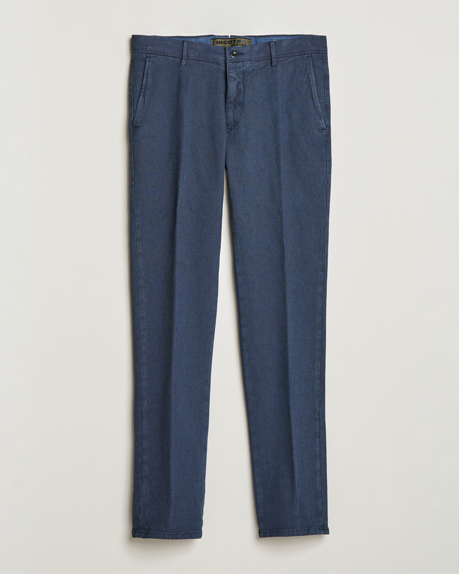 Homme | Pantalons | Incotex | Slim Fit Overdyed Microstructure Slacks Dark Blue