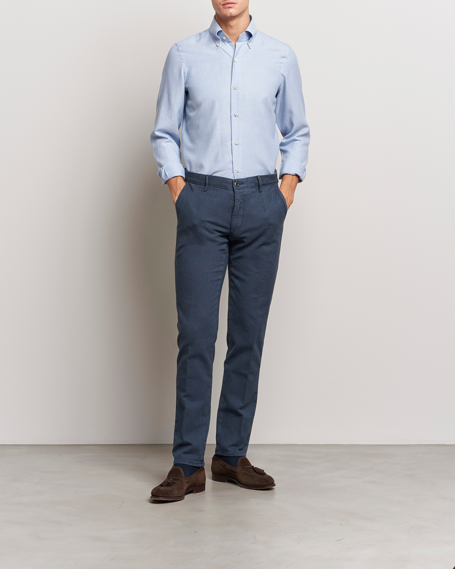 Homme | Pantalons | Incotex | Slim Fit Overdyed Microstructure Slacks Dark Blue
