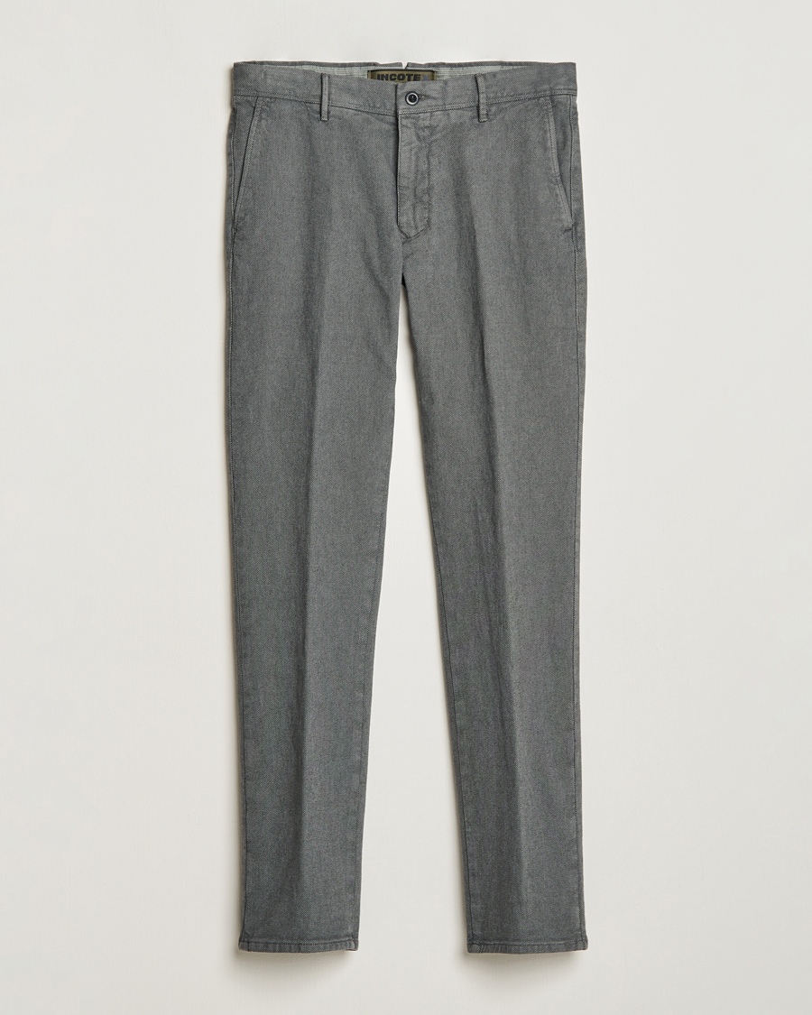 Heren | Broeken | Incotex | Slim Fit Overdyed Microstructure Slacks Dark Grey