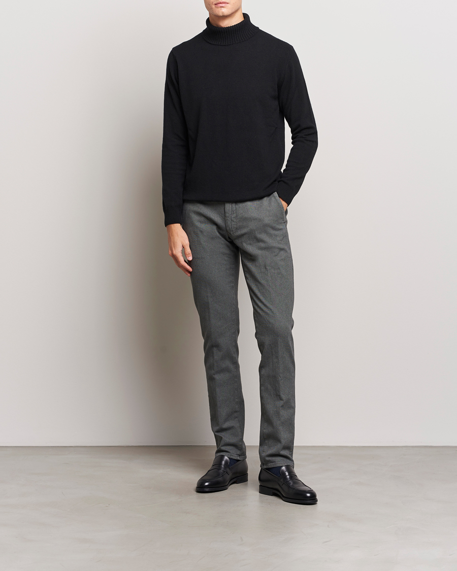 Heren | Broeken | Incotex | Slim Fit Overdyed Microstructure Slacks Dark Grey