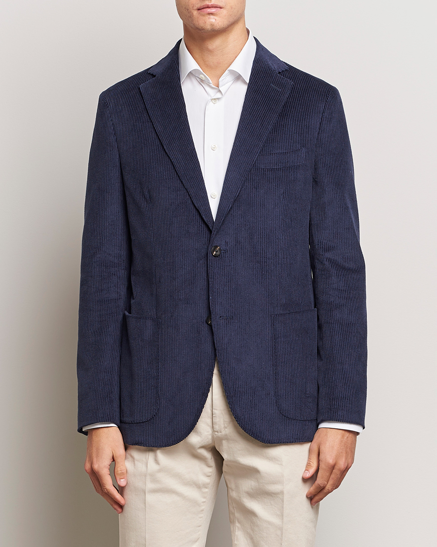 Heren | Blazers | Incotex | Montedoro Unconstructed Corduroy Blazer Navy