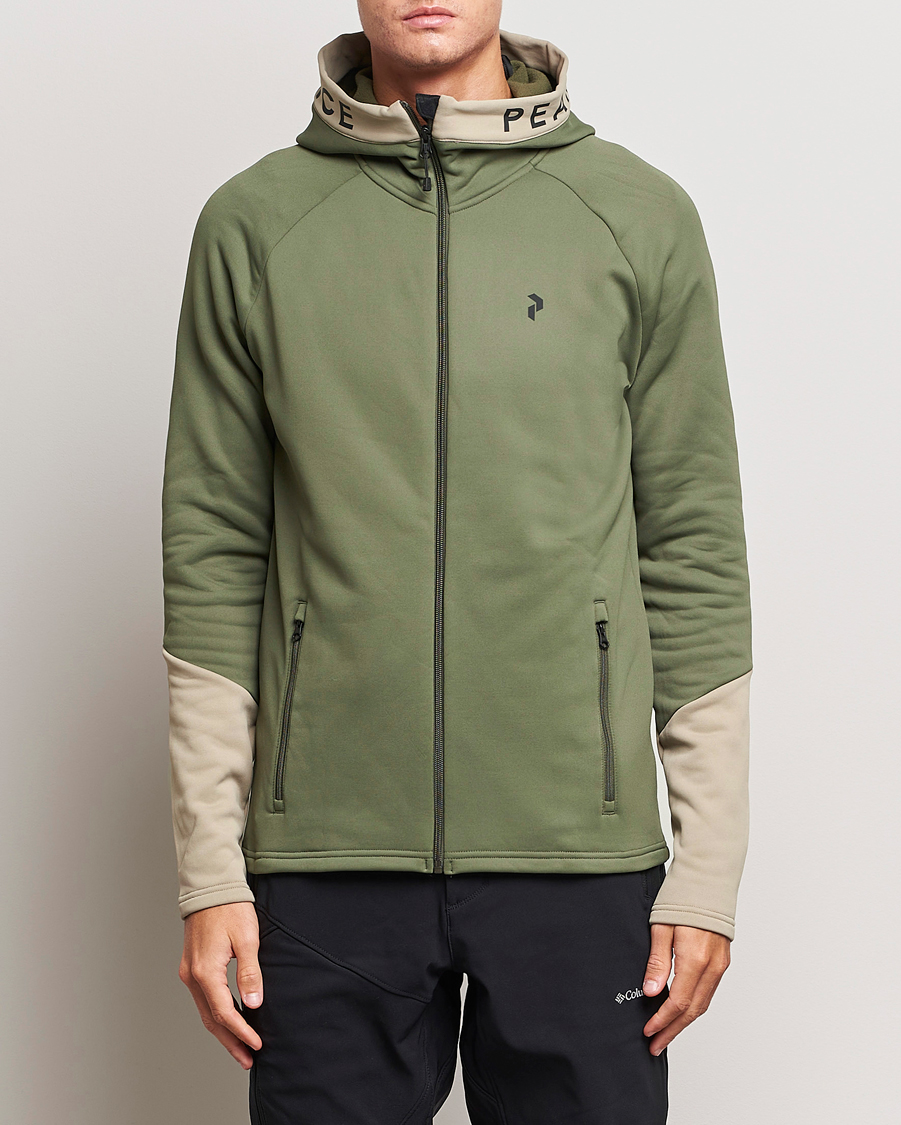 Homme | Pulls Et Tricots | Peak Performance | Rider Hooded Full Zip Pine Needle/Avid Beige