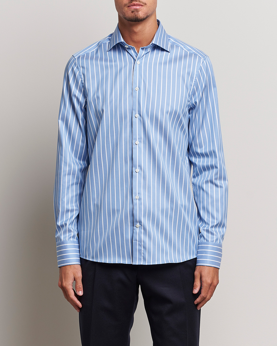 Homme | Chemises | Stenströms | Slimline Striped Cut Away Shirt Blue