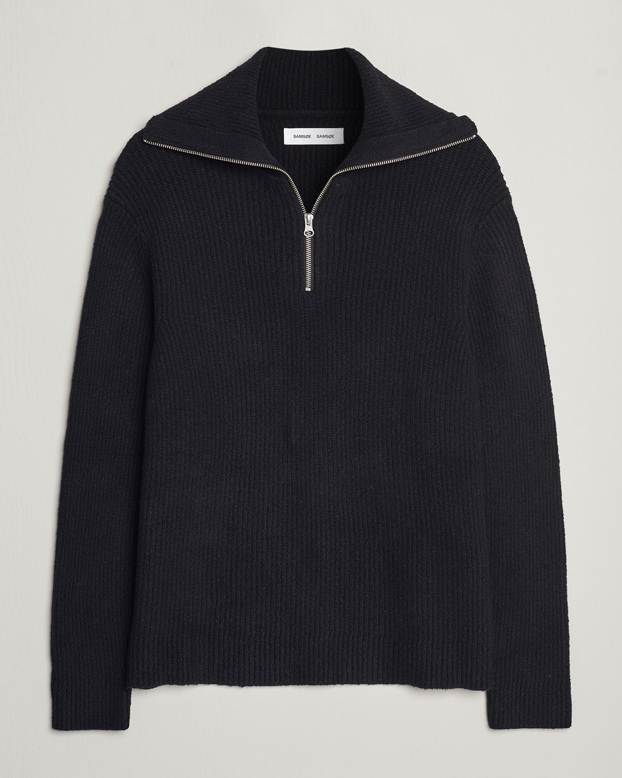 Homme | Pulls Et Tricots | Samsøe Samsøe | Samsøe & Samsøe Alts Heavy Knitted Half Zip Black
