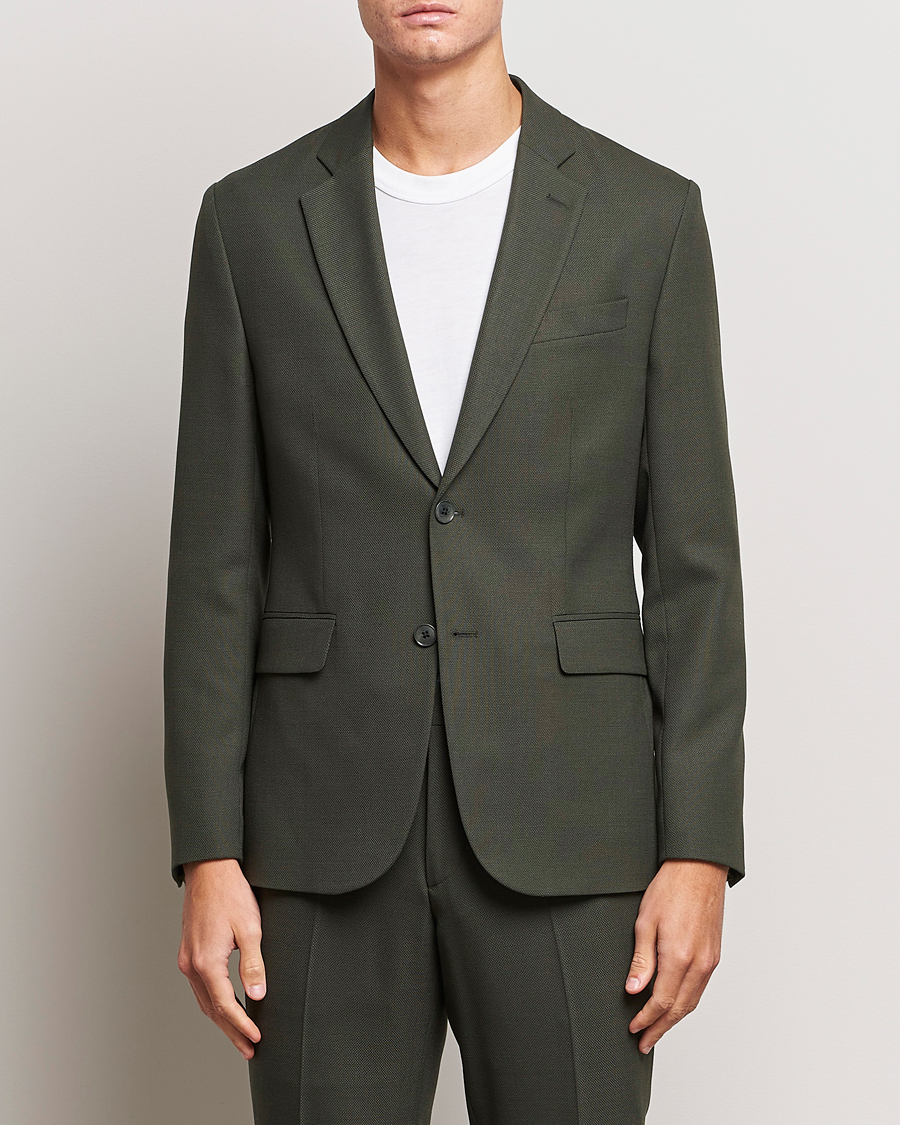 Homme | Blazers | J.Lindeberg | Hopper Active Hopsack Blazer Forest Green