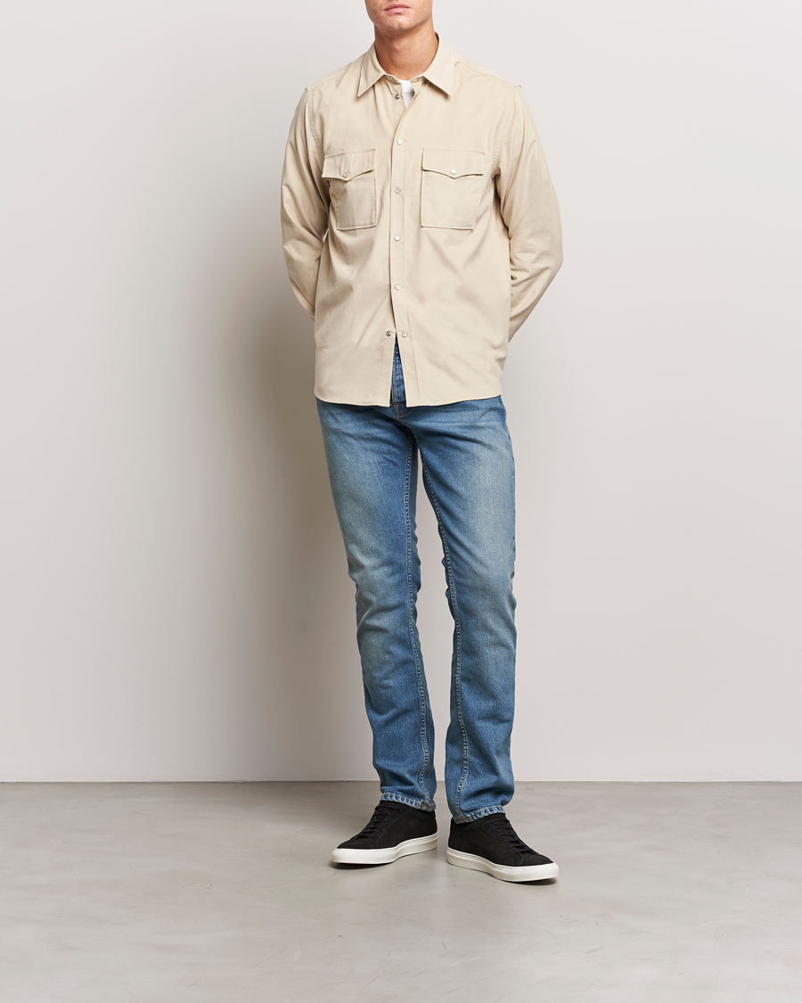 Heren | Overhemden | J.Lindeberg | Carlos Reg Cord Shirt Oyster Grey