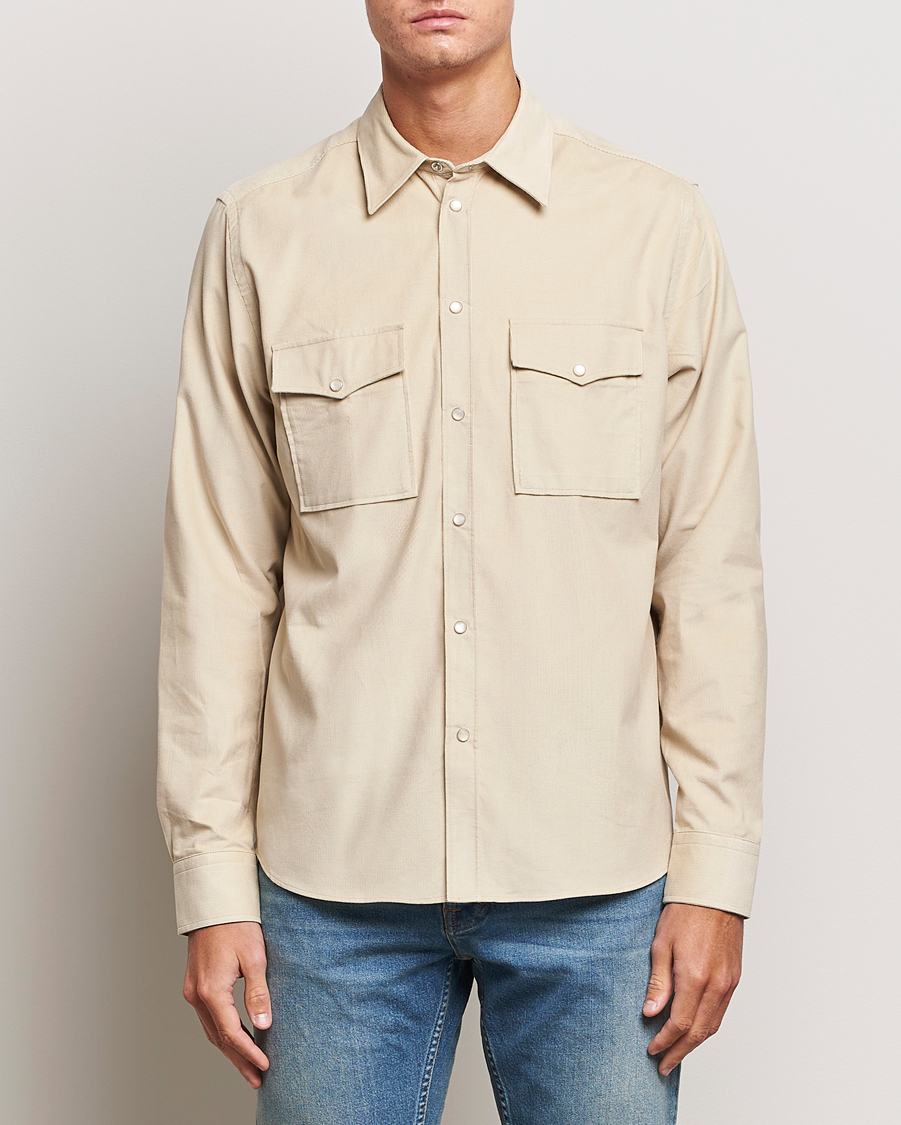 Heren | Overhemden | J.Lindeberg | Carlos Reg Cord Shirt Oyster Grey