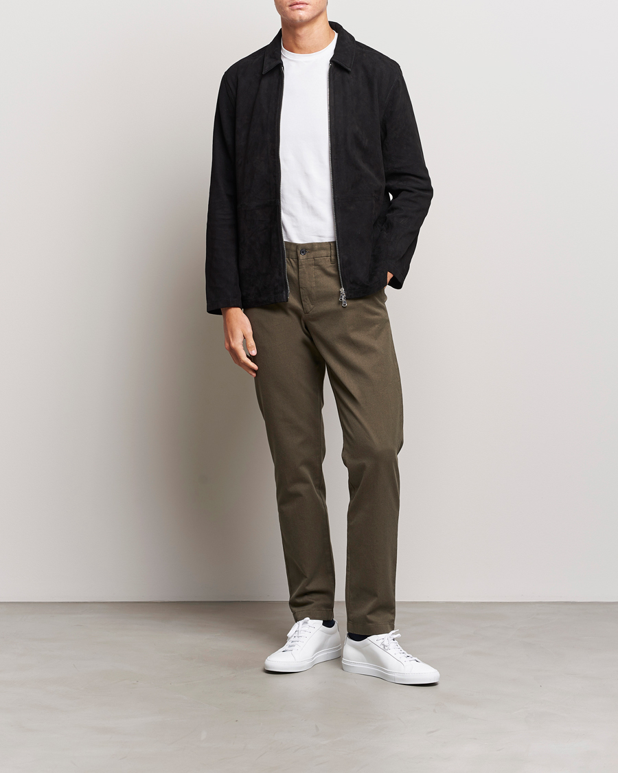 Homme | Pantalons | J.Lindeberg | Chaze Flannel Twill Pants Forest Green