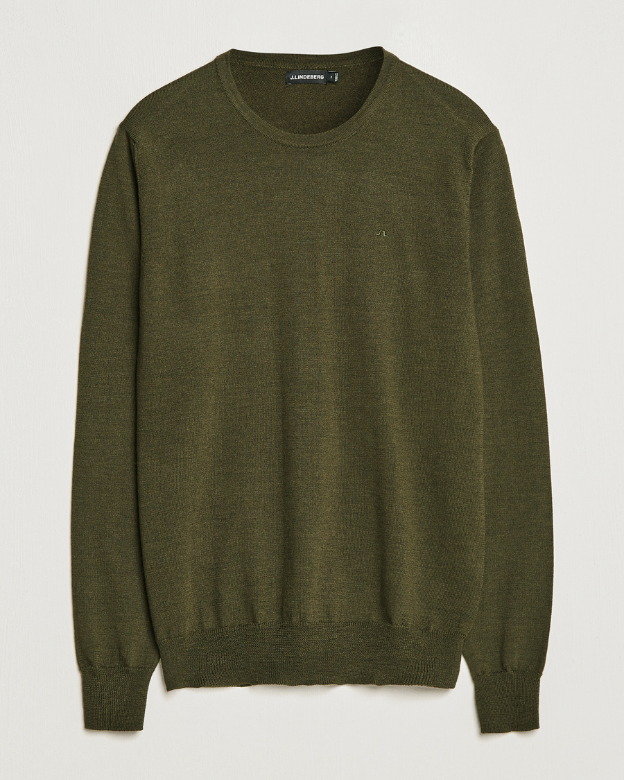 Homme | Pulls Et Tricots | J.Lindeberg | Lyle True Merino Crew Neck Pullover Forest Green