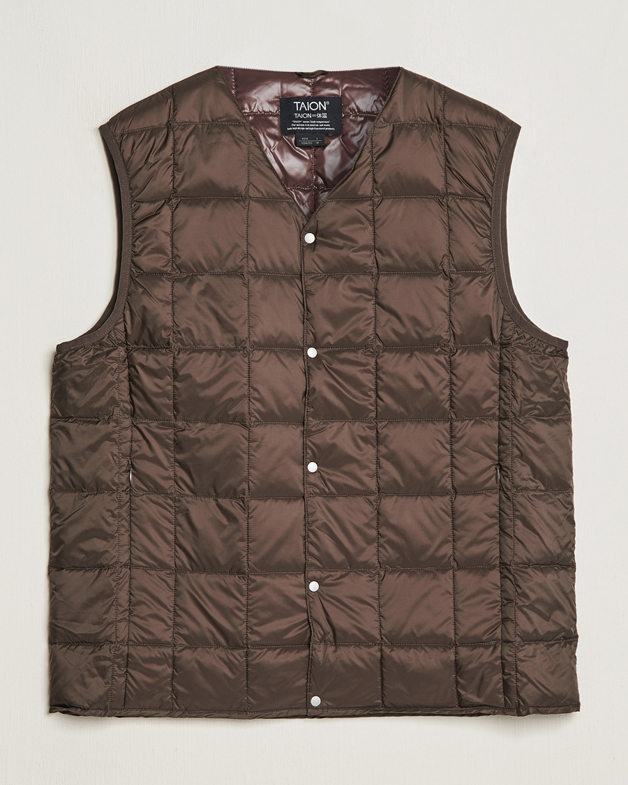 Heren | Gilets | TAION | V-Neck Lightweight Down Vest Dark Choco