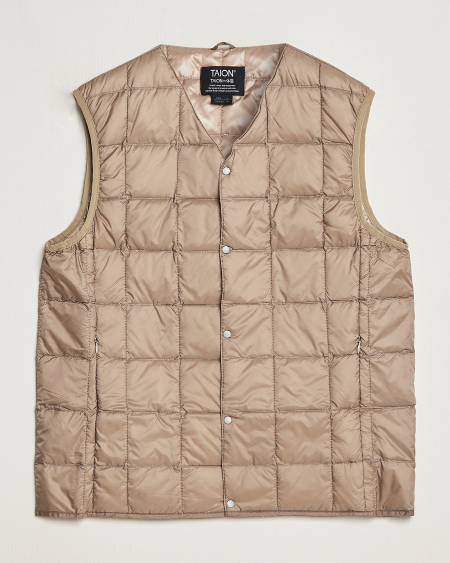 Homme | Manteaux Et Vestes | TAION | V-Neck Lightweight Down Vest Khaki