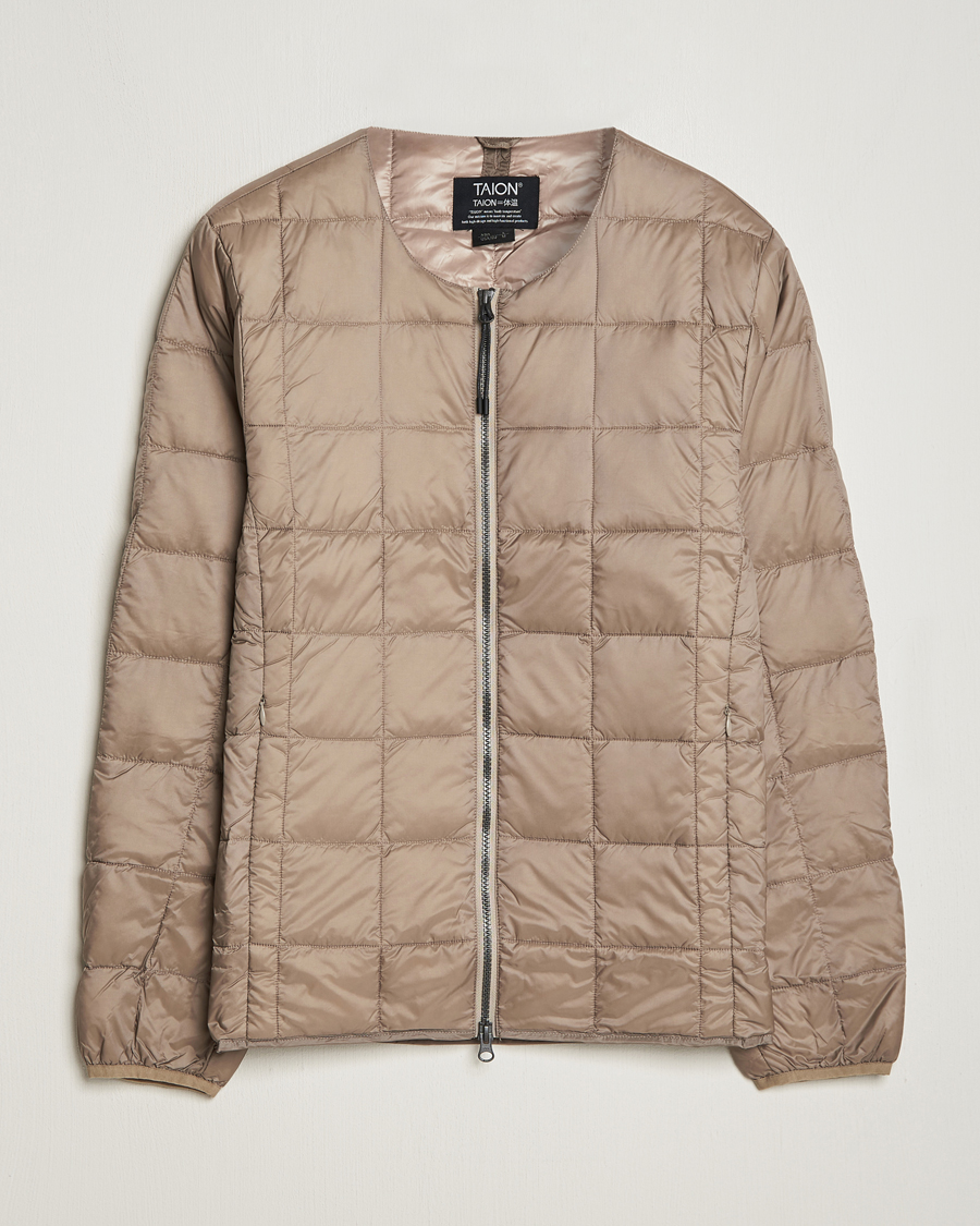 Homme | Manteaux Et Vestes | TAION | Crew Neck W-Zip Down Jacket Khaki