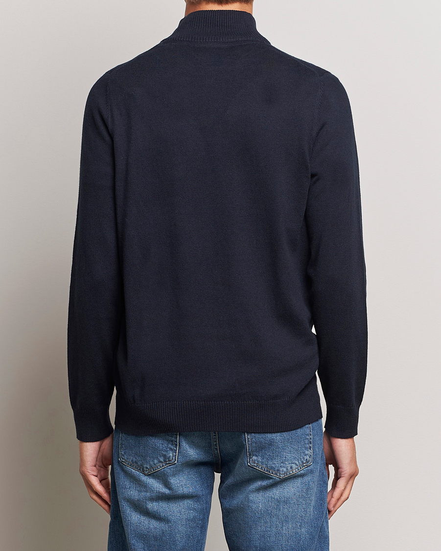 Heren | Truien | Lyle & Scott | Cotton/Merino Half Zip Dark Navy