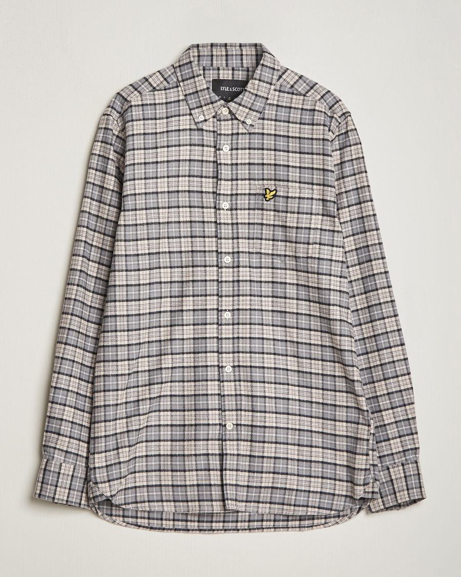 Heren | Overhemden | Lyle & Scott | Checked Flannel Button Down Shirt Cove White