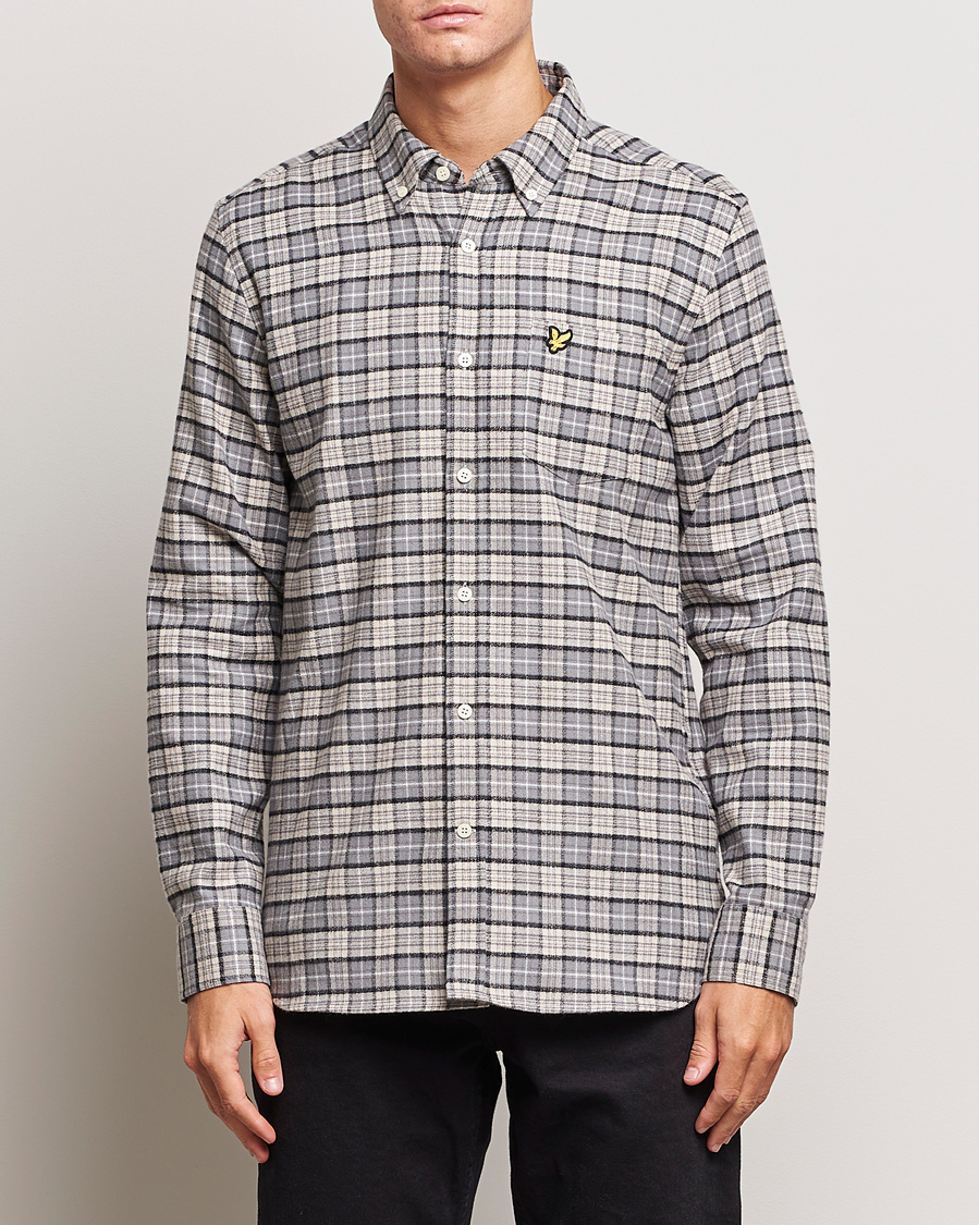 Heren | Overhemden | Lyle & Scott | Checked Flannel Button Down Shirt Cove White