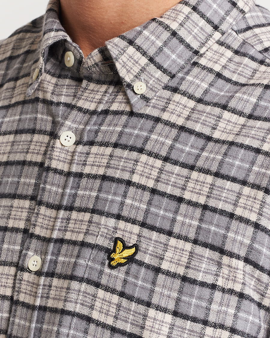Heren | Overhemden | Lyle & Scott | Checked Flannel Button Down Shirt Cove White