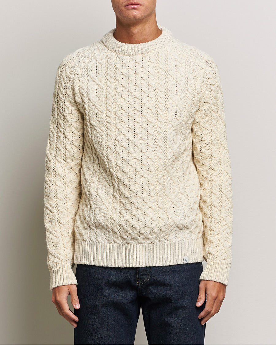 Homme | Pulls Et Tricots | Peregrine | Hudson Wool Aran Knitted Jumper Ecru
