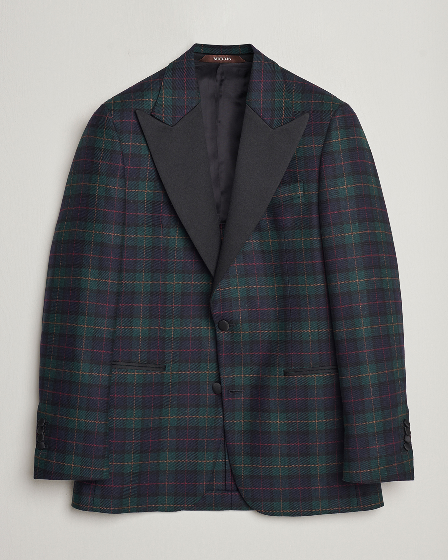 Homme | Blazers | Morris Heritage | Tartan Tuxedo Blazer Navy