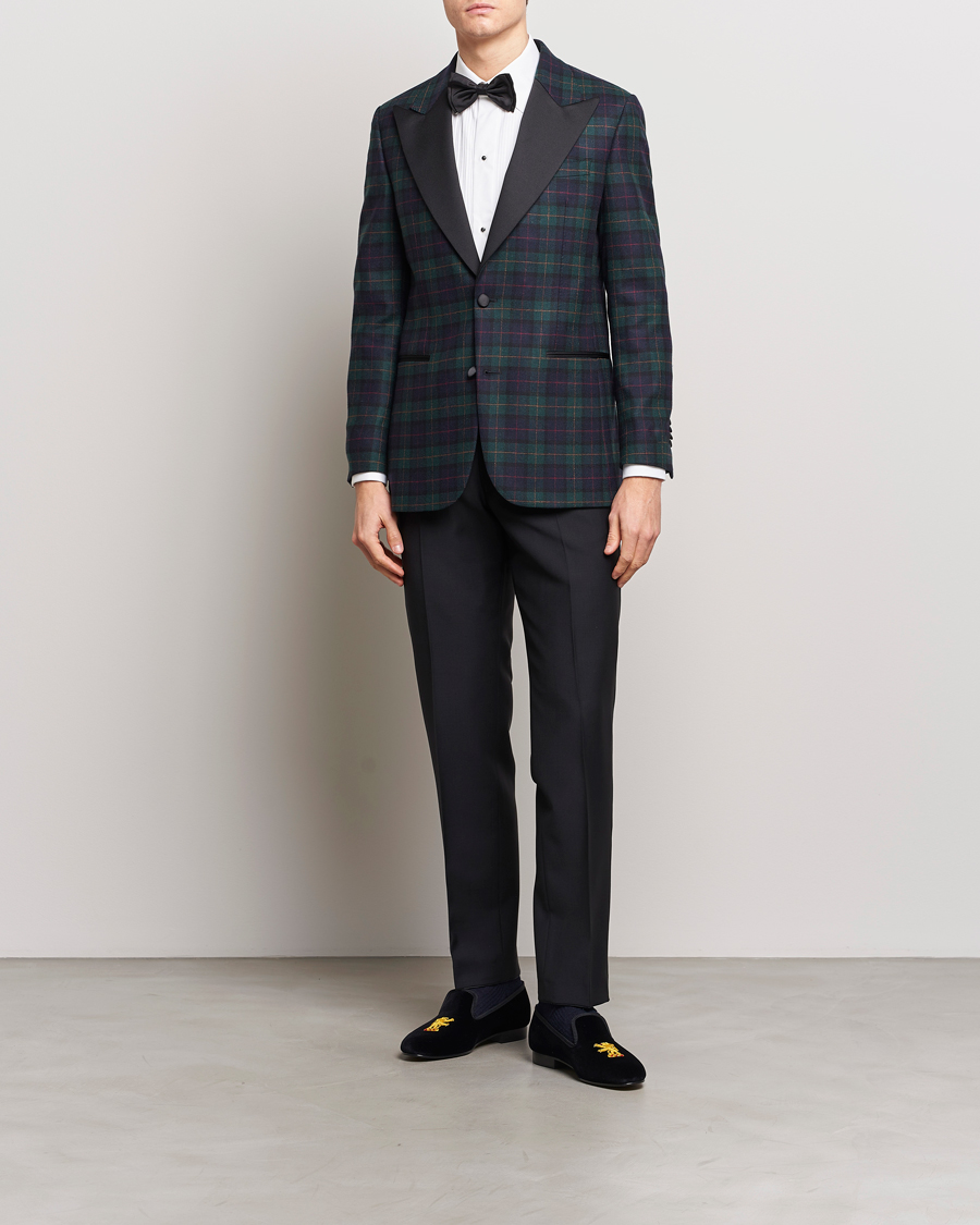 Homme | Blazers | Morris Heritage | Tartan Tuxedo Blazer Navy
