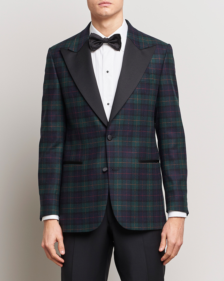Homme | Blazers | Morris Heritage | Tartan Tuxedo Blazer Navy