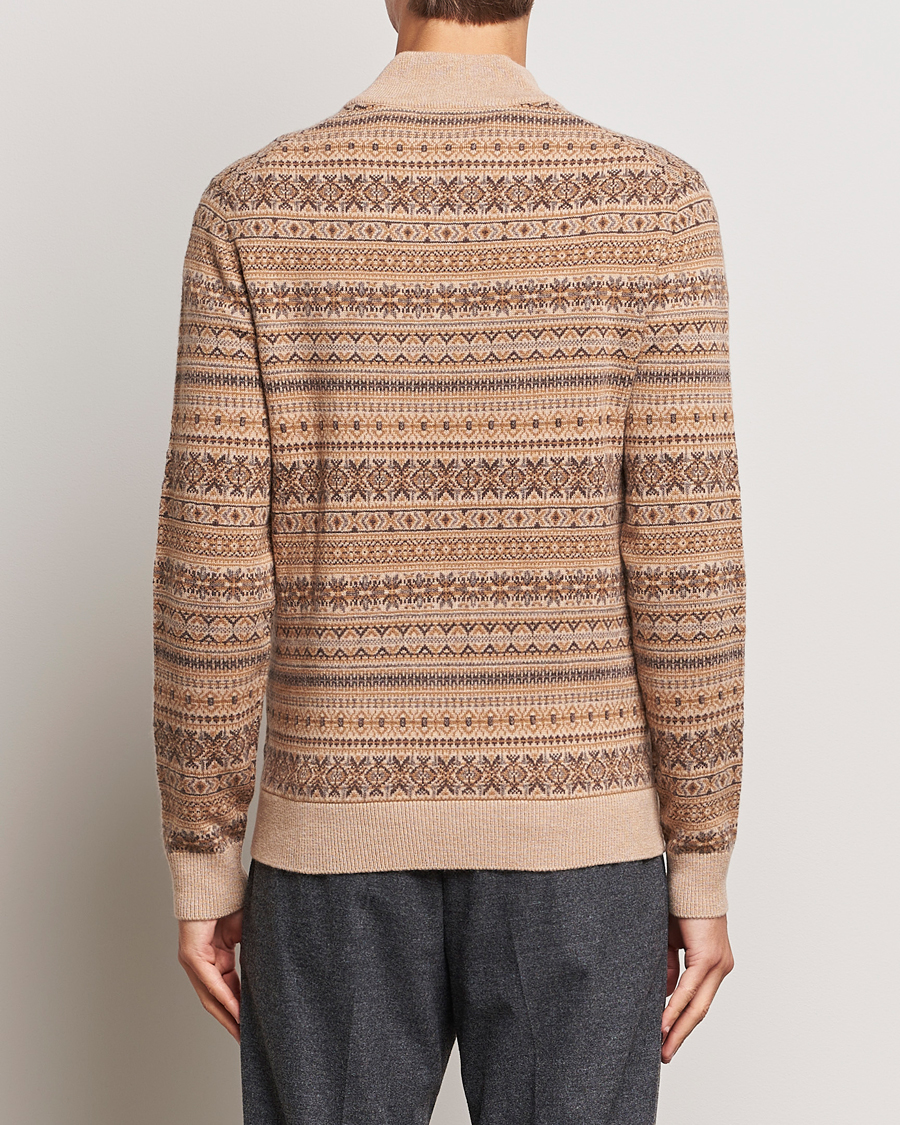 Heren | Truien | Morris Heritage | Freddie Wool/Cashmere Half Zip Camel