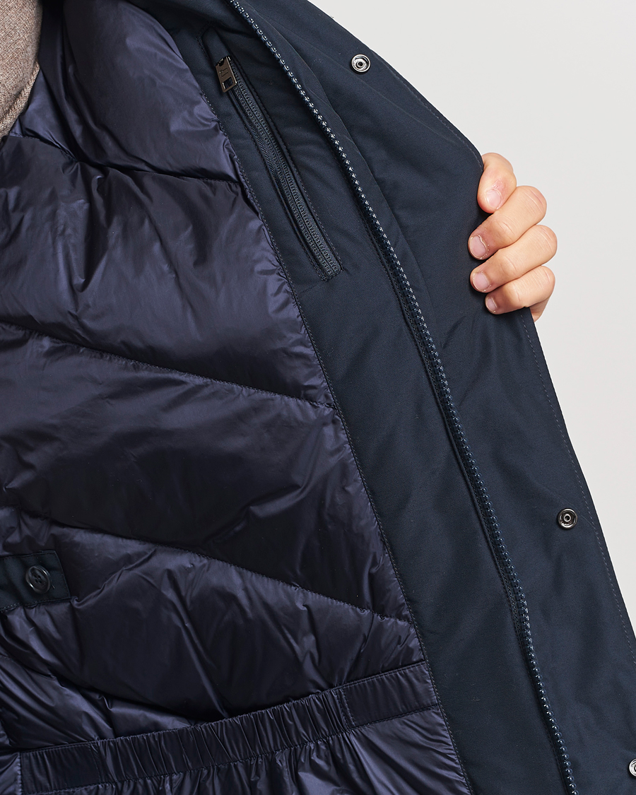Heren | Jassen | Woolrich | Polar High Collar Parka Melton Blue
