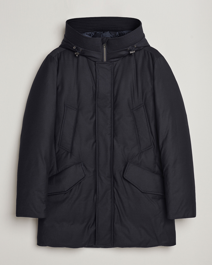 Homme | Manteaux Et Vestes | Woolrich | Luxe Loro Piana Long Parka Melton Blue