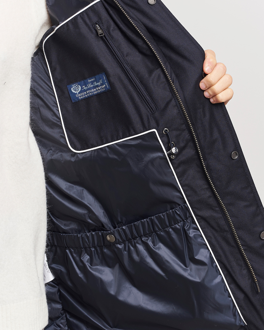 Homme | Manteaux Et Vestes | Woolrich | Luxe Loro Piana Long Parka Melton Blue