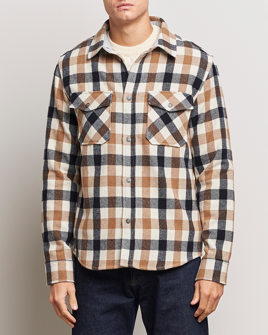 Homme | Chemises | Woolrich | Alaskan Melton Wool Overshirt White Buffalo