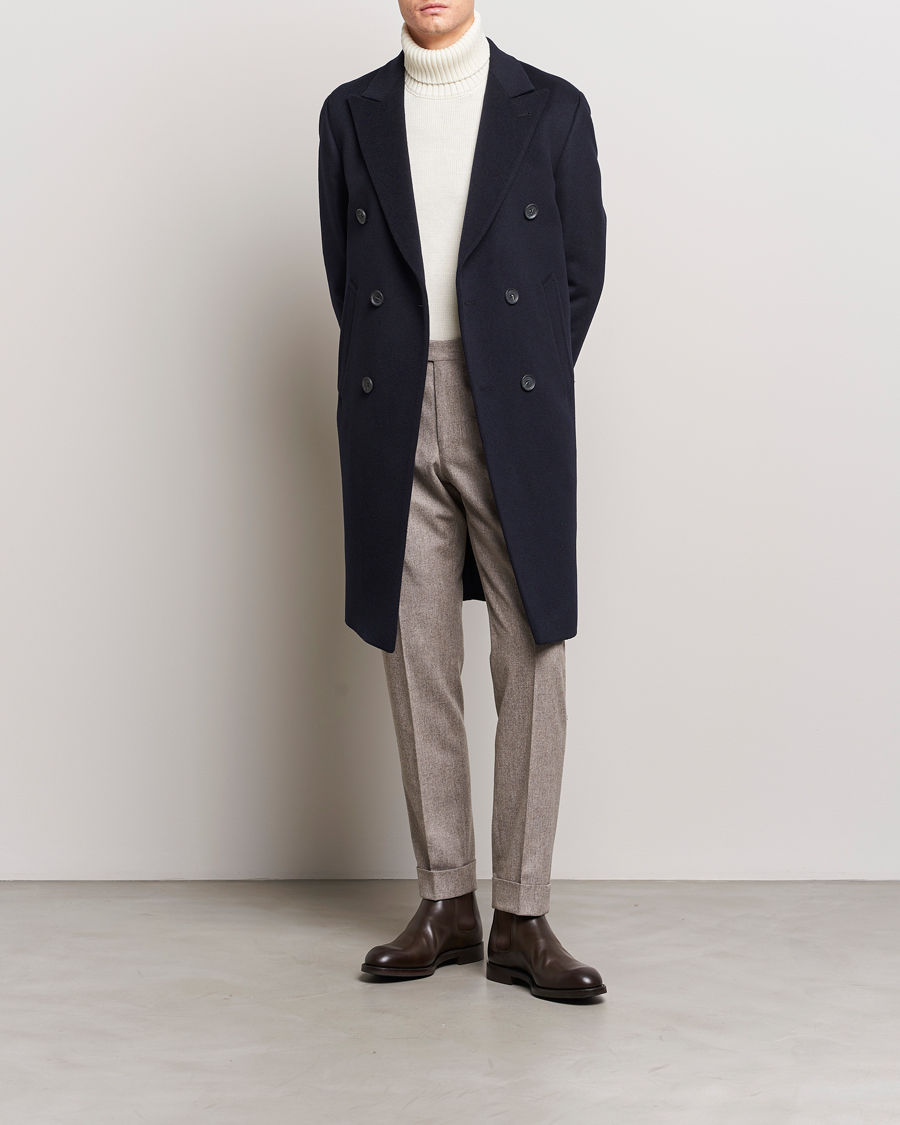 Homme | Manteaux Et Vestes | Oscar Jacobson | Slater Wool/Cashmere Double Breasted Coat Navy