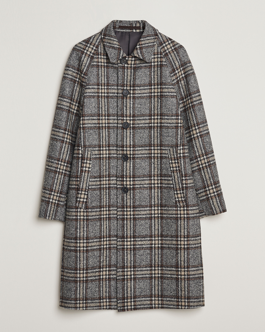 Homme | Manteaux Et Vestes | Oscar Jacobson | Sala Checked Raglan Wool Coat Brown