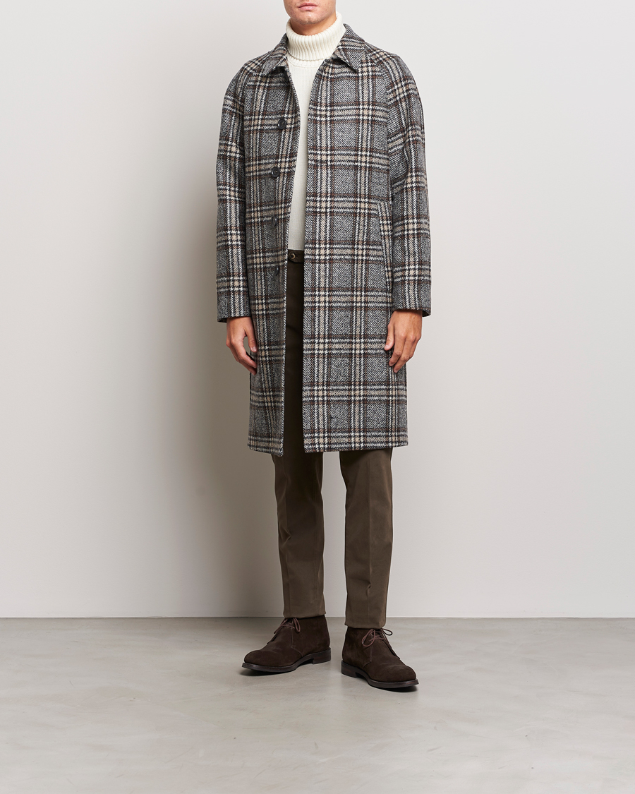 Homme | Manteaux Et Vestes | Oscar Jacobson | Sala Checked Raglan Wool Coat Brown
