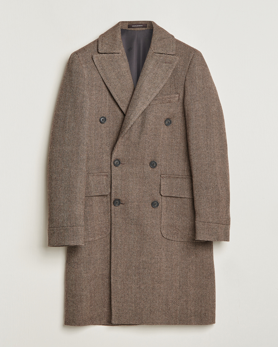 Homme | Manteaux Et Vestes | Oscar Jacobson | Polo Wool Herringbone Coat Brown