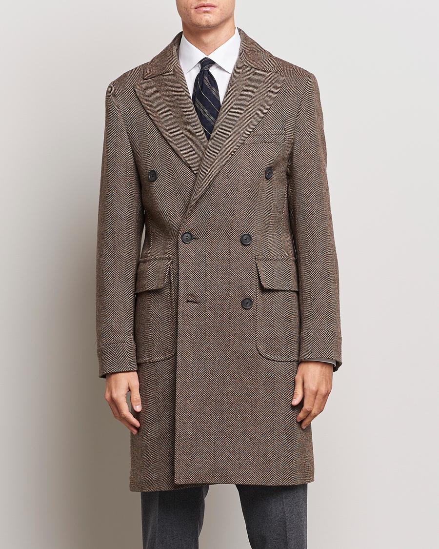 Homme | Manteaux Et Vestes | Oscar Jacobson | Polo Wool Herringbone Coat Brown
