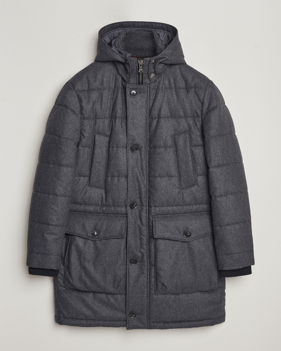 Homme | Manteaux Et Vestes | Oscar Jacobson | Stormar Padded Wool Parka Grey Melange