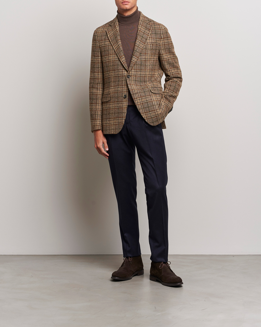 Heren | Blazers | Oscar Jacobson | Fogerty Soft Checked Wool Blazer Brown