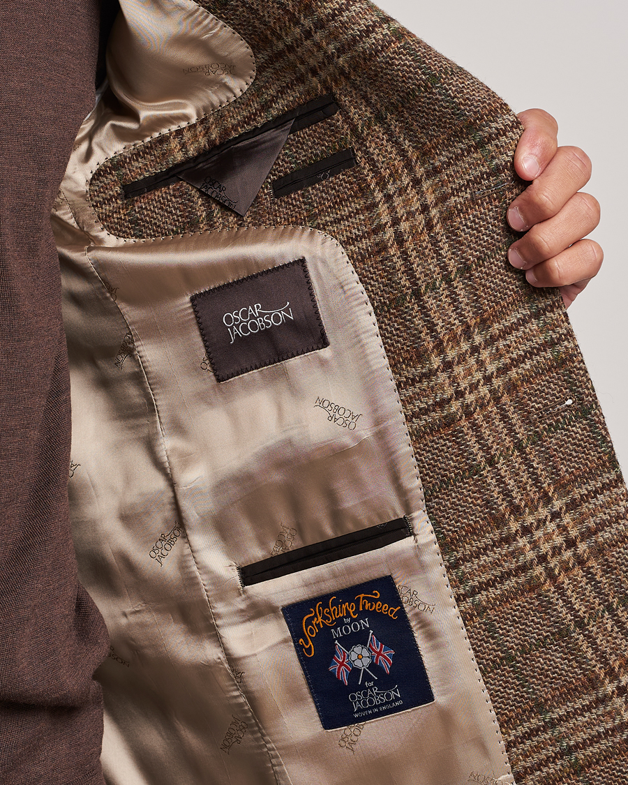 Heren | Blazers | Oscar Jacobson | Fogerty Soft Checked Wool Blazer Brown
