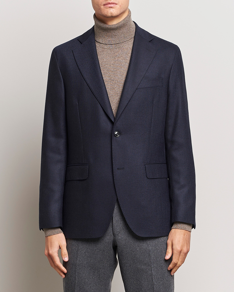 Homme | Blazers | Oscar Jacobson | Fogerty Structured Wool Blazer Navy