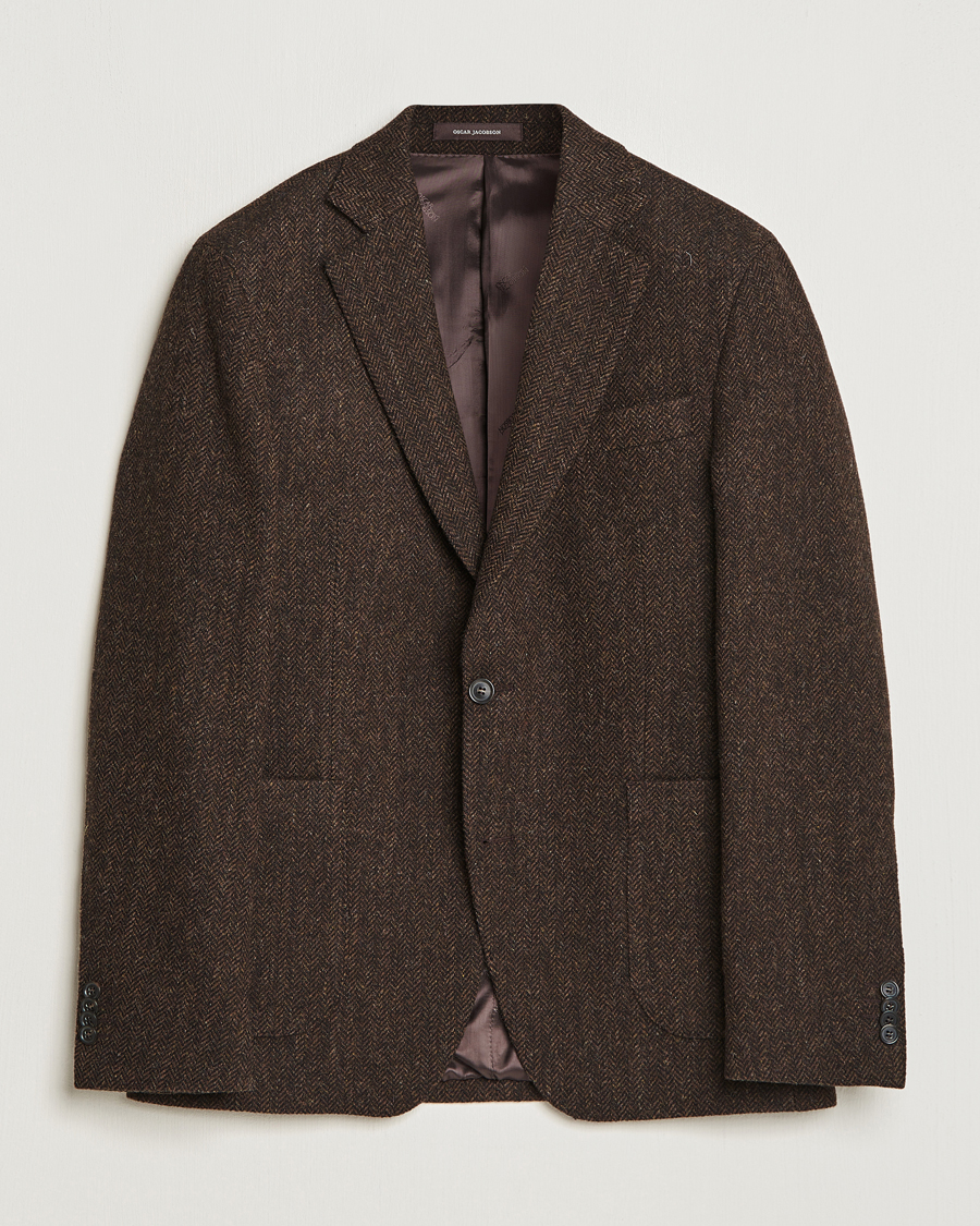 Heren | Blazers | Oscar Jacobson | Fogerty Moon Herringbone Tweed Blazer Brown