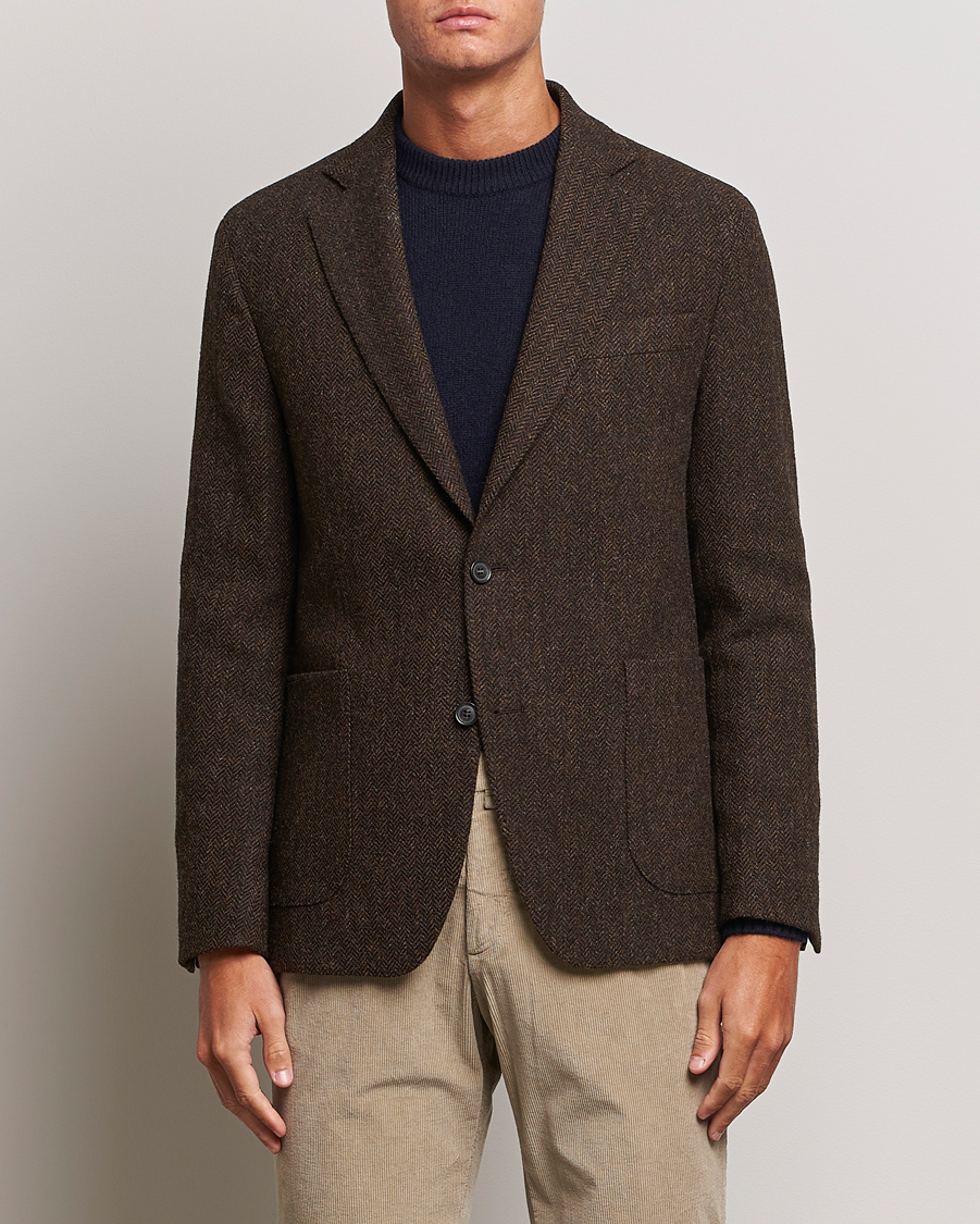 Heren | Blazers | Oscar Jacobson | Fogerty Moon Herringbone Tweed Blazer Brown