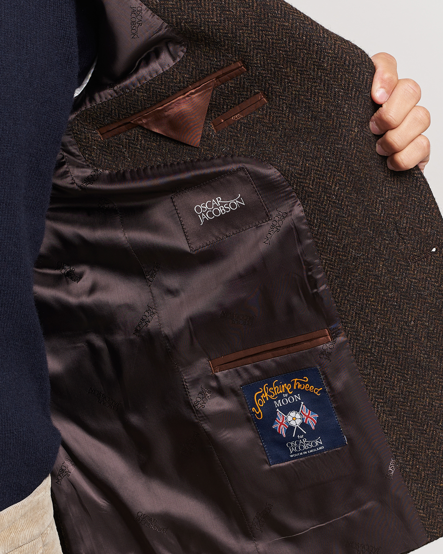 Heren | Blazers | Oscar Jacobson | Fogerty Moon Herringbone Tweed Blazer Brown