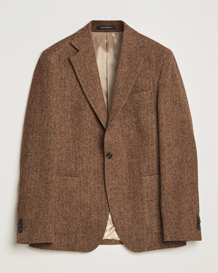 Homme | Blazers | Oscar Jacobson | Fogerty Moon Herringbone Tweed Blazer Beige