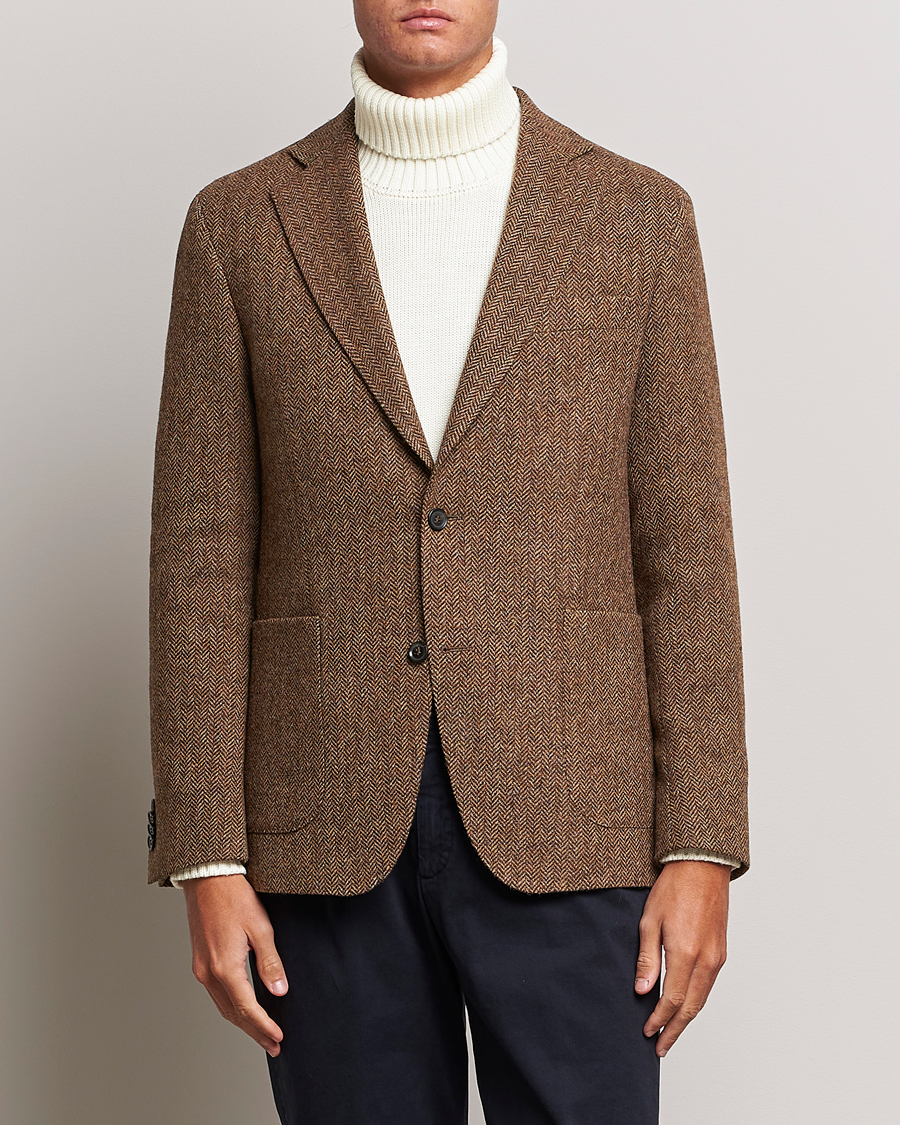 Homme | Blazers | Oscar Jacobson | Fogerty Moon Herringbone Tweed Blazer Beige