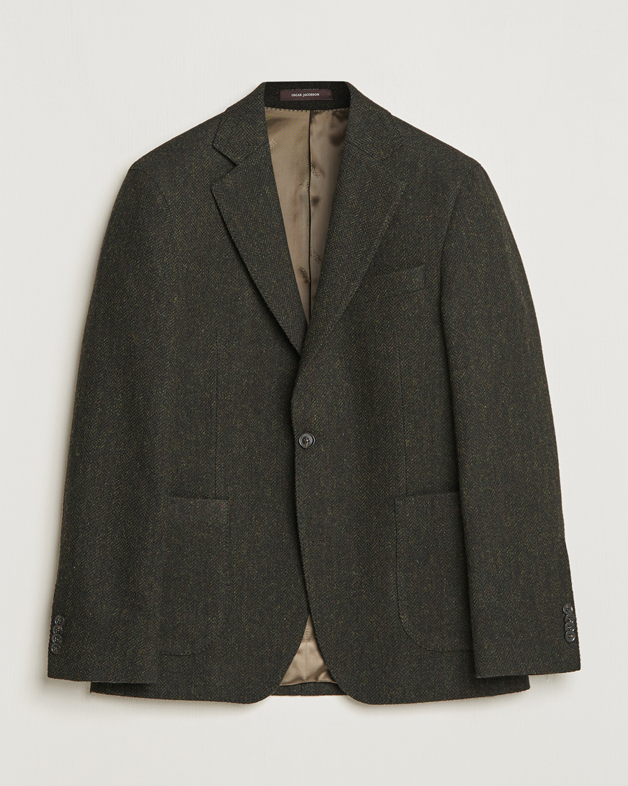 Homme | Blazers | Oscar Jacobson | Fogerty Moon Herringbone Tweed Blazer Green