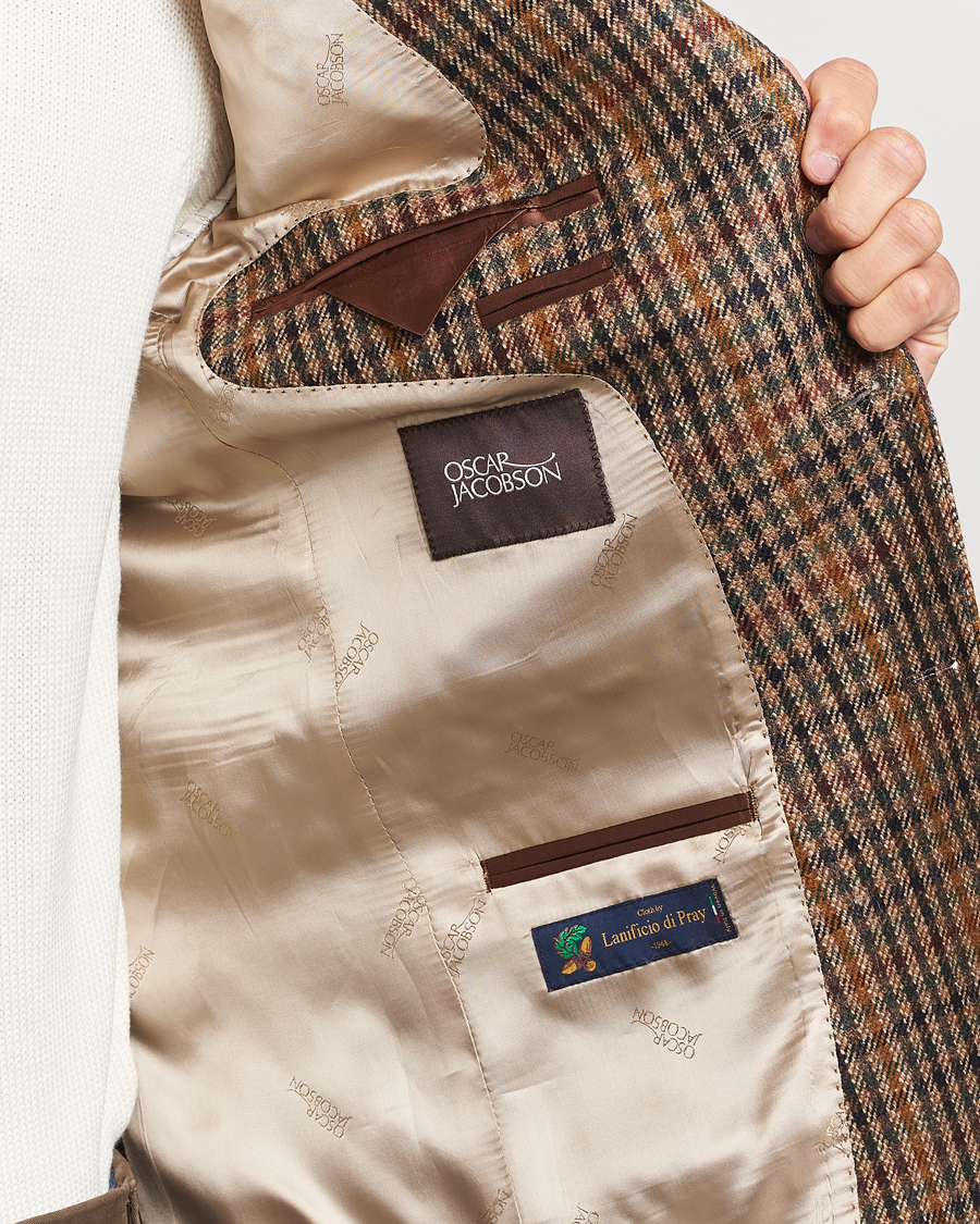 Homme | Blazers | Oscar Jacobson | Eizer Houndstooth Wool/Cashmere Blazer Brown