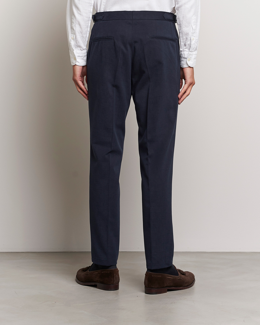 Homme | Pantalons | Oscar Jacobson | Delon Brushed Cotton Trousers Navy