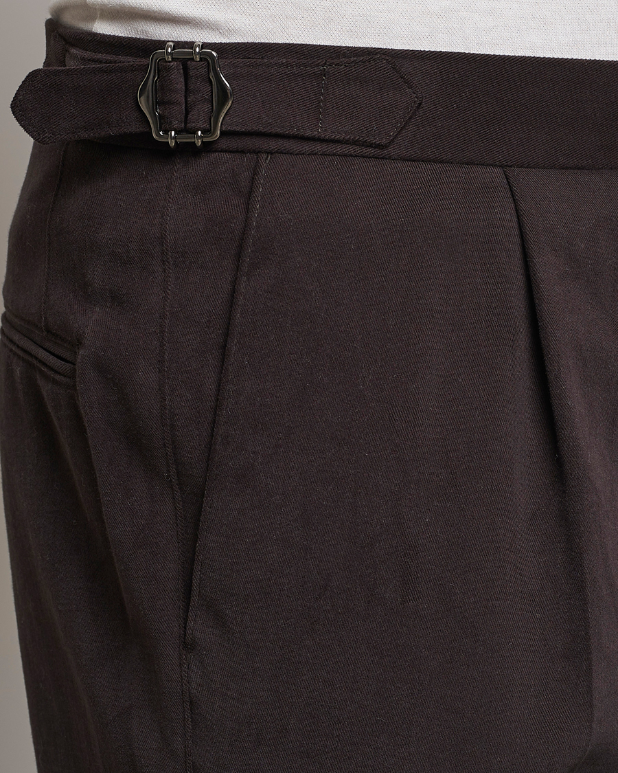 Homme | Pantalons | Oscar Jacobson | Delon Brushed Cotton Trousers Brown