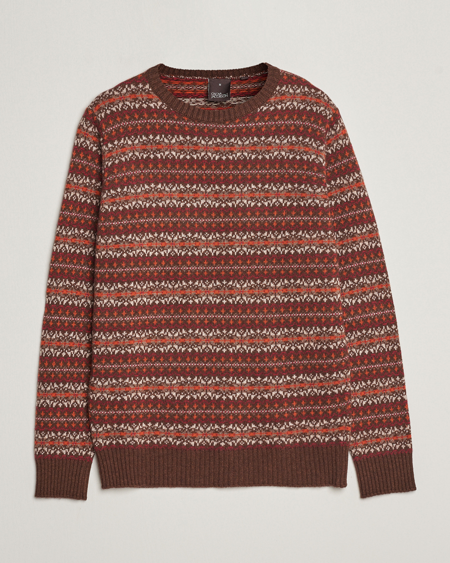 Heren | Truien | Oscar Jacobson | Pete Fairisle Wool/Cashmere Crewneck Red